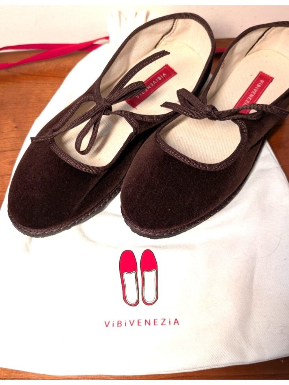 NEW ViBi VENEZiA Brigitte Mary Jane Flats, Brown Velvet, Women Size 38